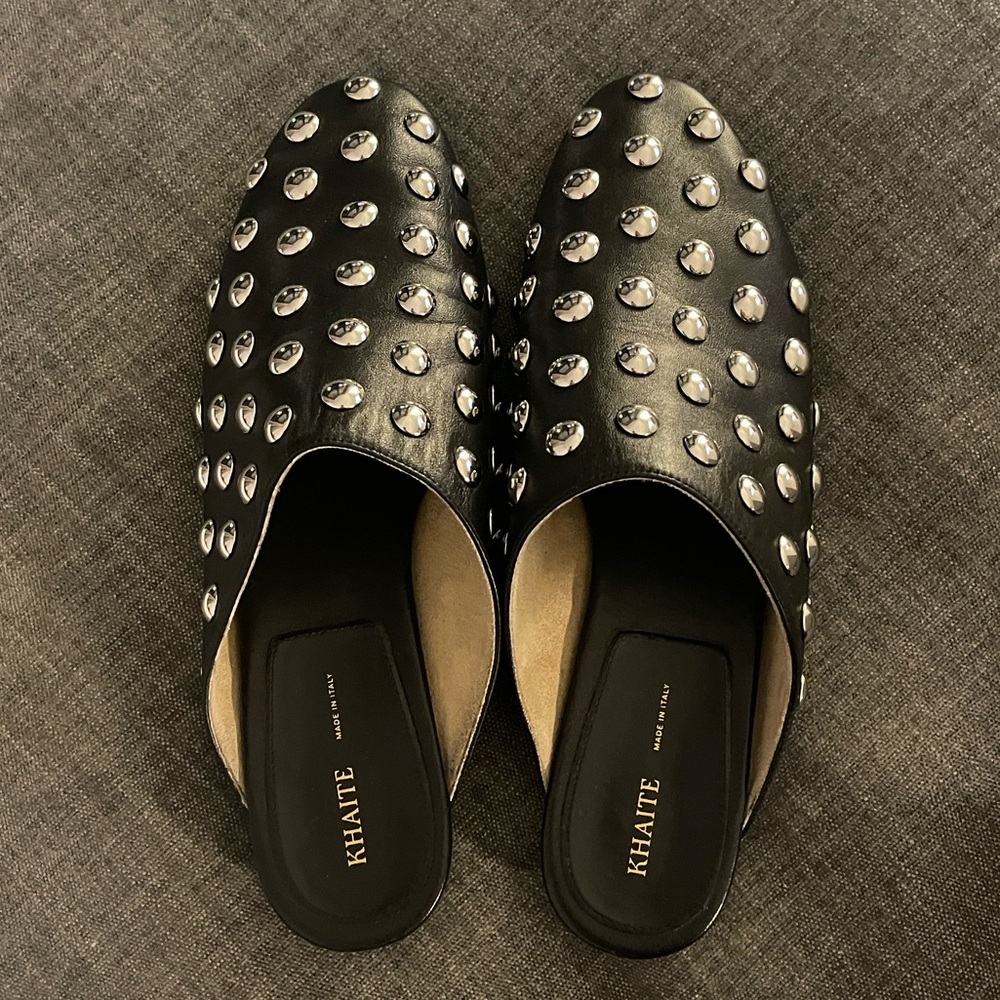 Khaite Otto Studded Leather Mules 37.5